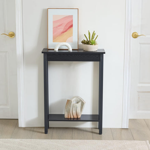 BAMGROW narrow hallway table shows space-saving design in a tight hallway.