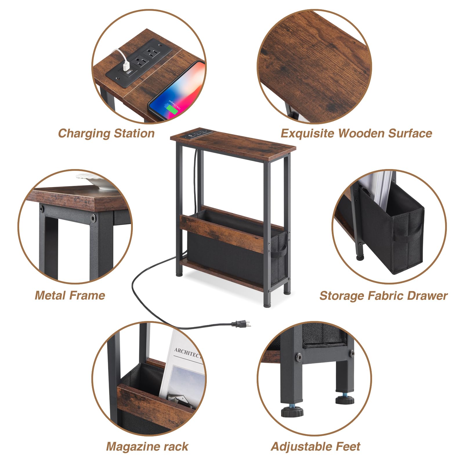 BAMGROW adjustable feet help level the table on uneven floors.