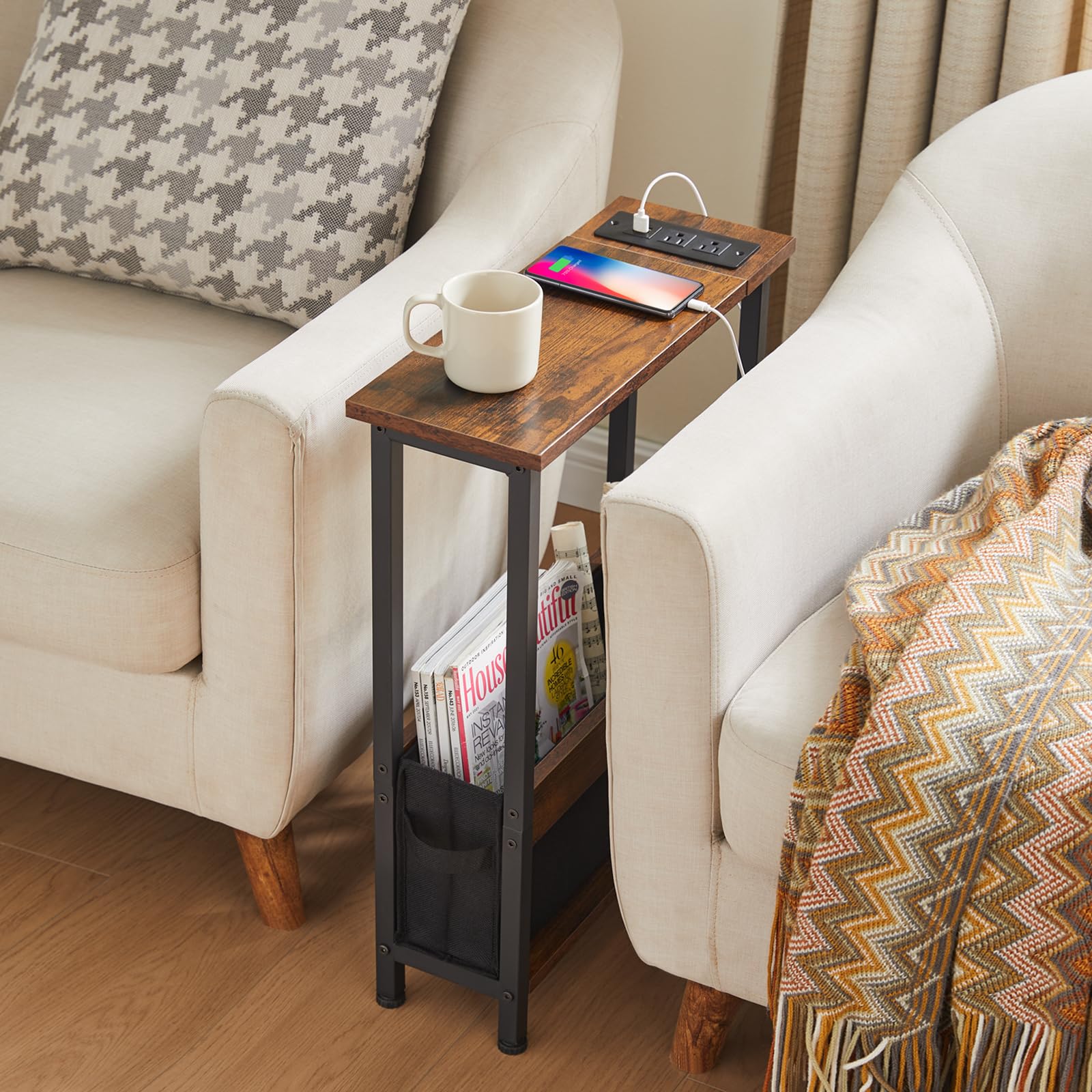 BAMGROW bedside table with compact footprint fits narrow spaces effortlessly.