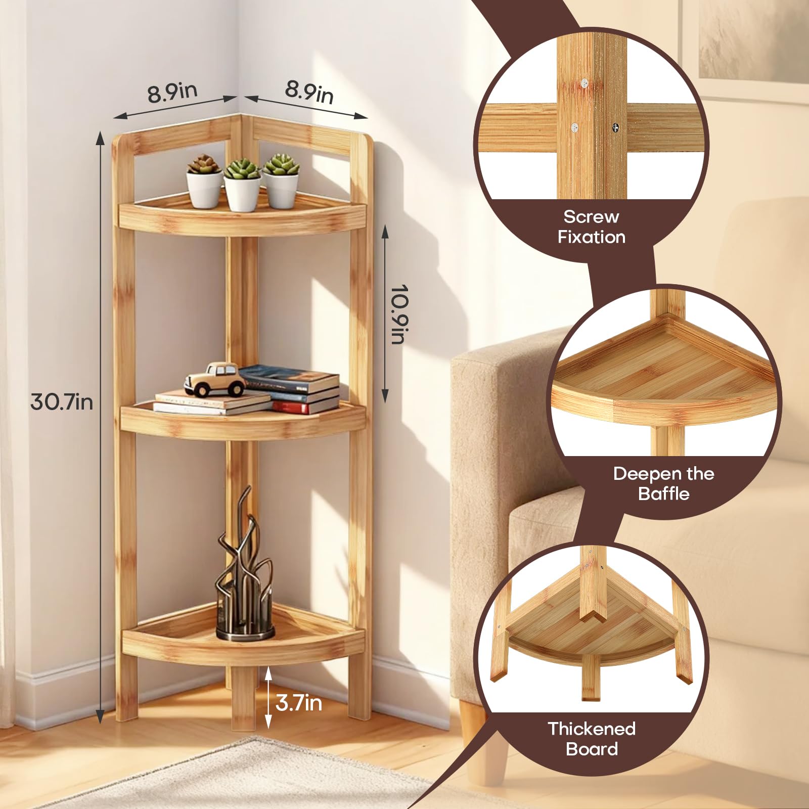 BAMHIGHS bamboo shelf in bathroom setup for towels and decor
