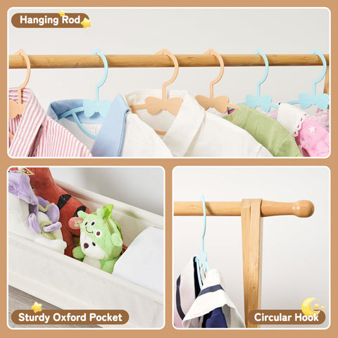 Bamnestor Bamboo Kids Clothing Rack folded-storage: fits neatly under bed or in closet.
