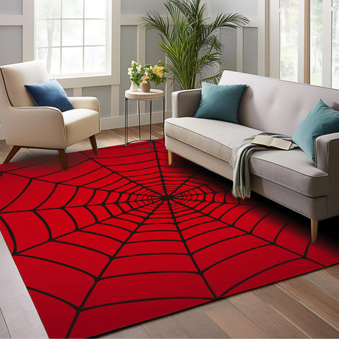 BAMOWEY red spider web area rug 5x7 adds cozy texture to living rooms.