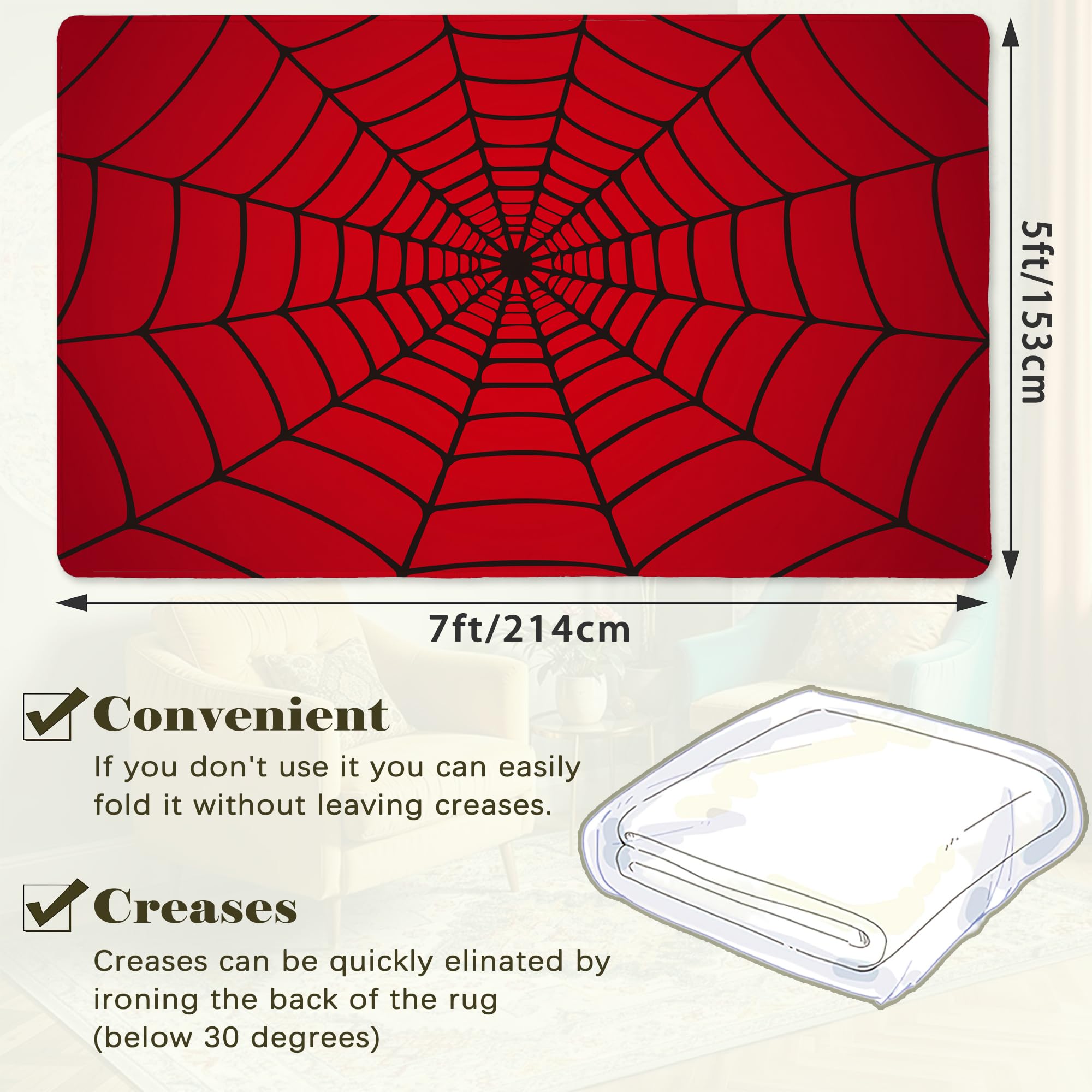 BAMOWEY washable area rug non-slip backing keeps high-traffic areas safe.