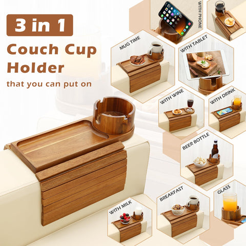 BAMTRAY 360-degree rotation cup holder for comfortable reach.