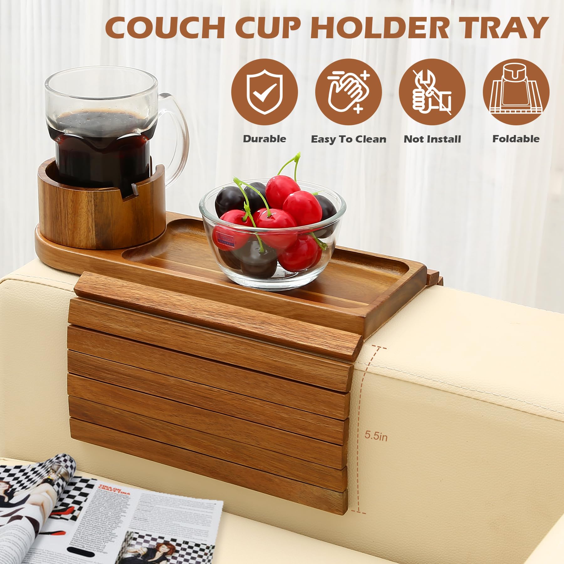 BAMTRAY flat base provides stable support on multiple surfaces.