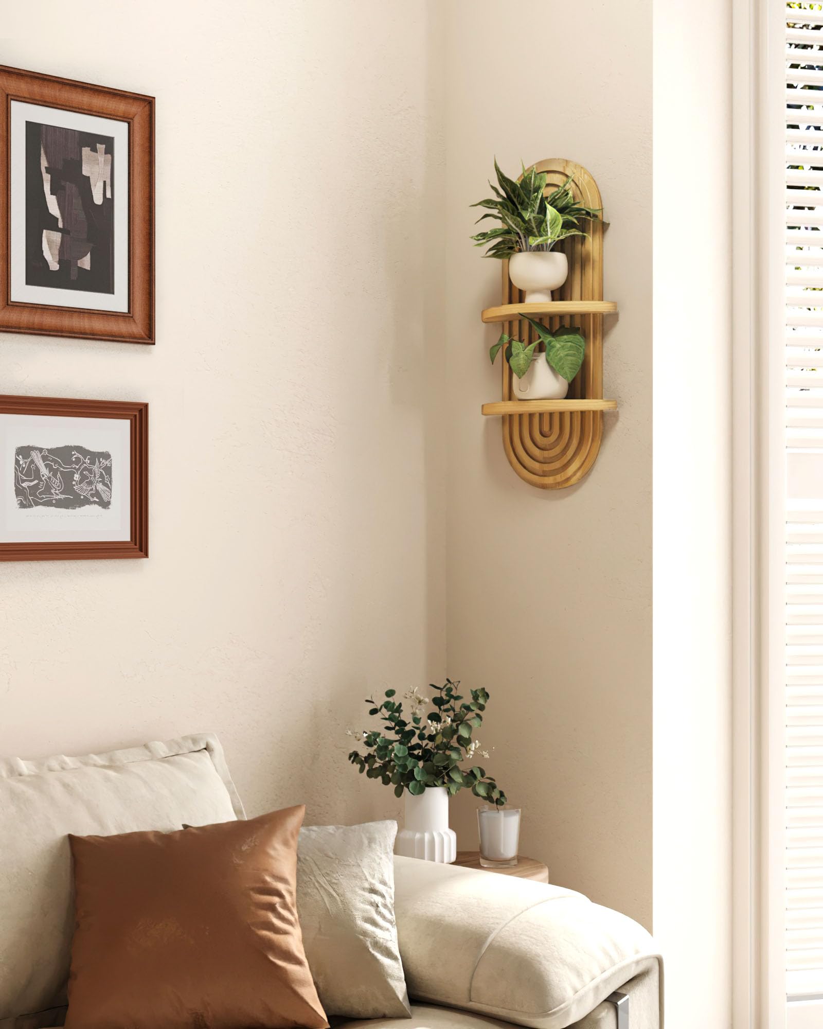 Bamworld two-tier plant shelf for bathroom or office organization