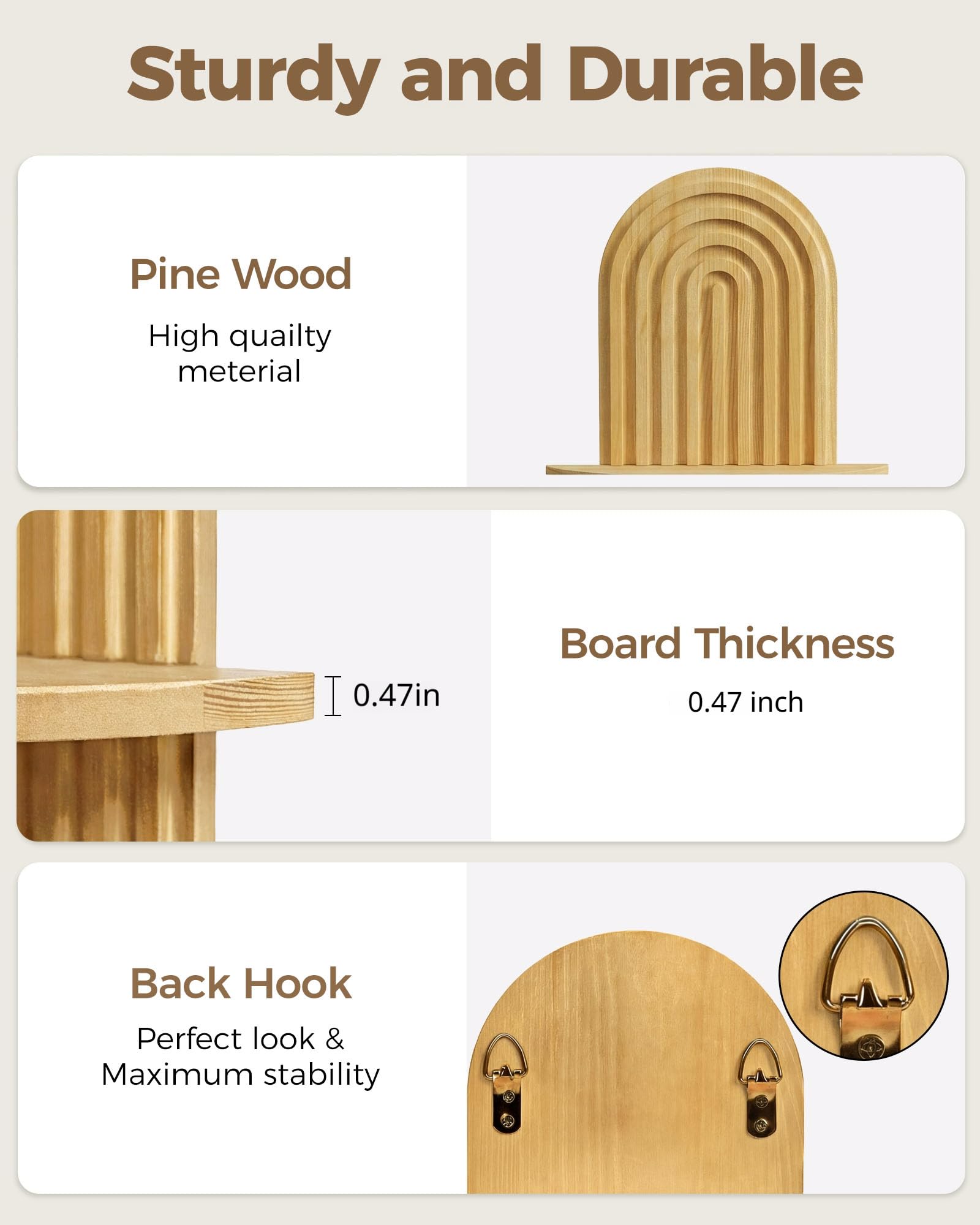 Bamworld boho shelf with pre-drilled holes for easy installation