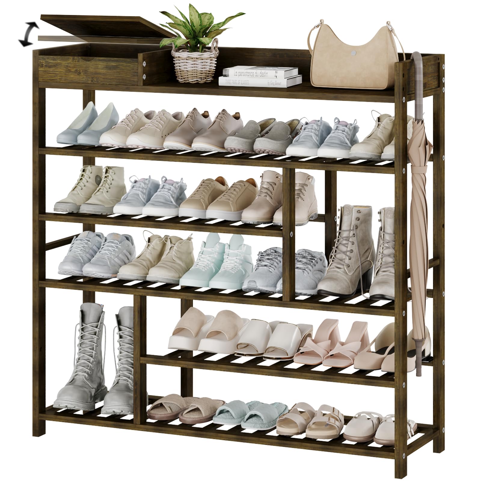 Bamworld shoe rack front door view showing spacious storage for family shoes