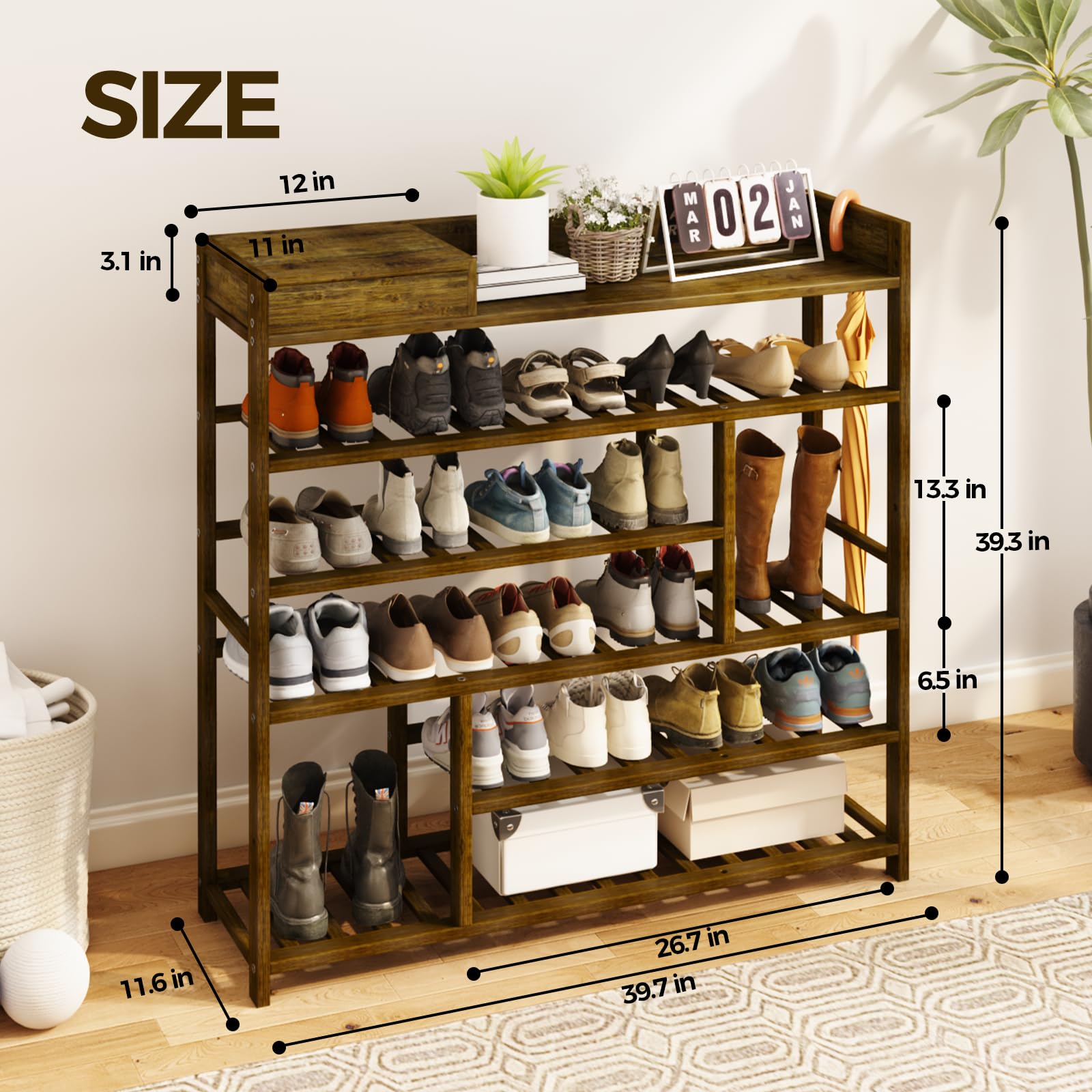Bamworld bamboo rack top drawer open with keys and accessories