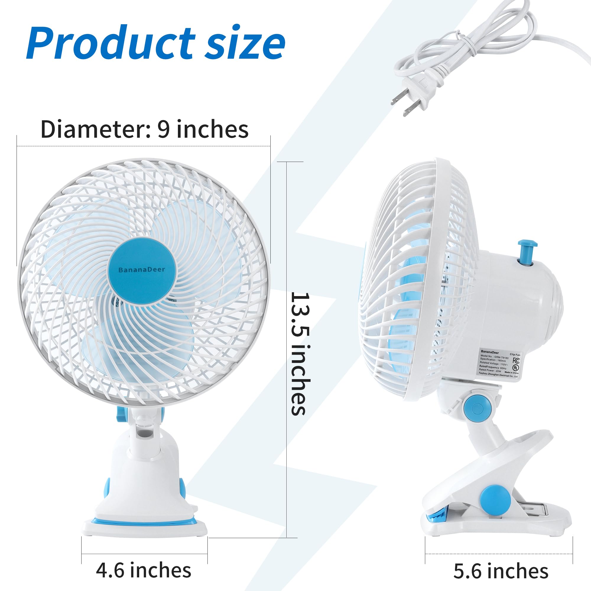 BananaDeer mesh-cover 9-inch fan for safe operation