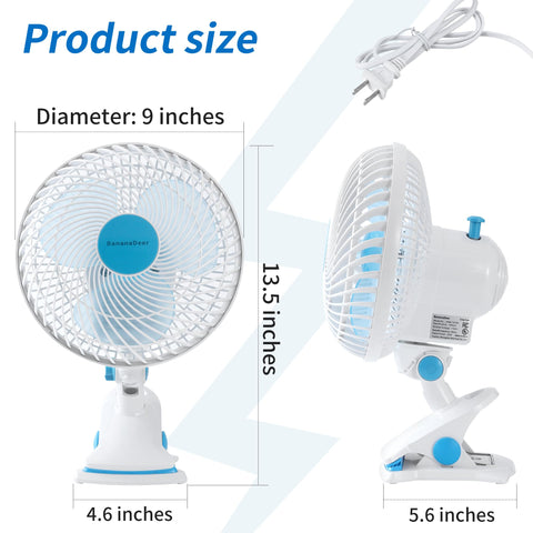 BananaDeer mesh-cover 9-inch fan for safe operation