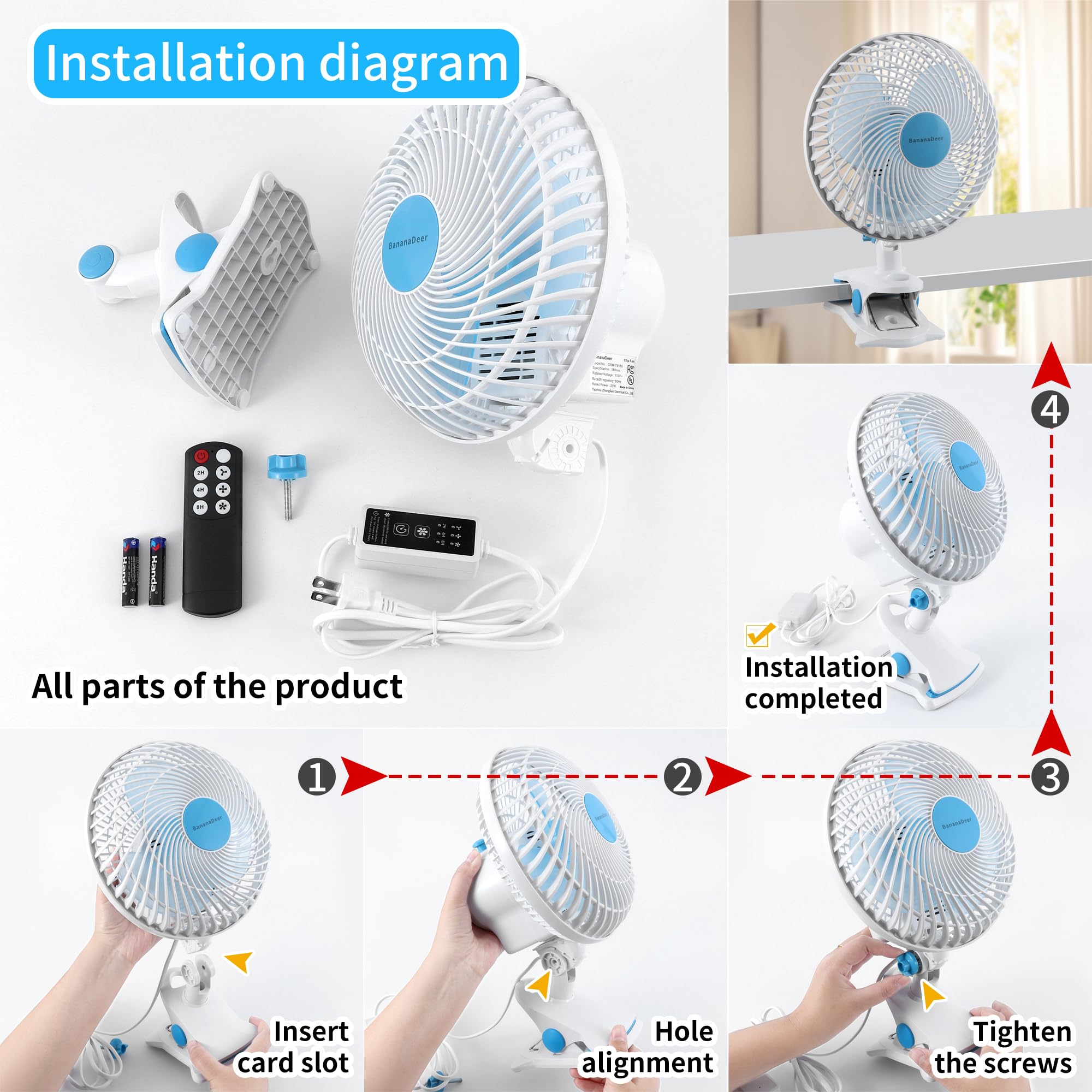BananaDeer remote-control fan ready for wireless adjustments
