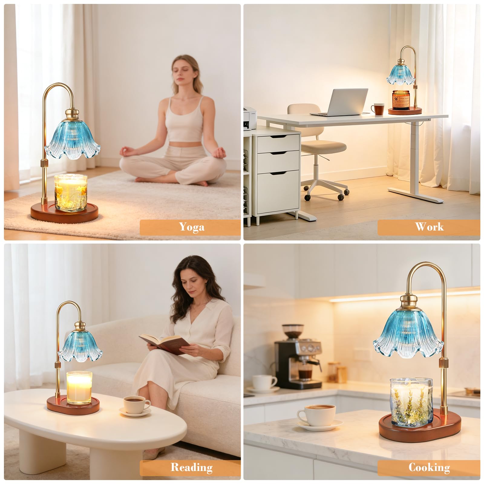 Banbanda candle warmer lamp decorative flower head enhances decor.