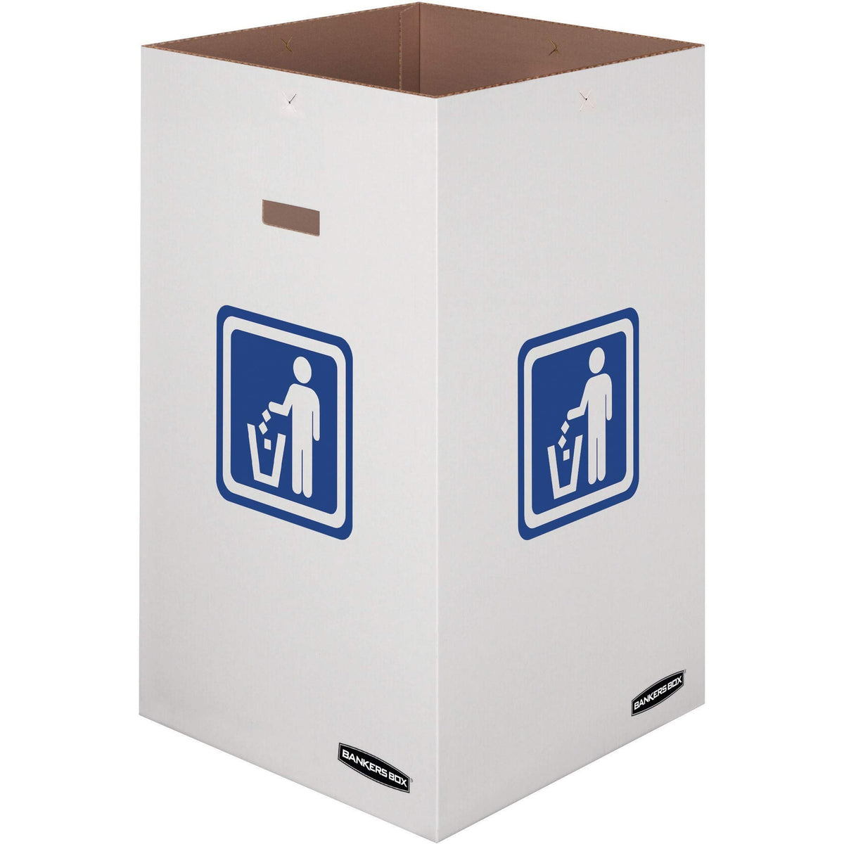 Bankers Box 42-gallon bin assembly shows fast setup for outdoor events.