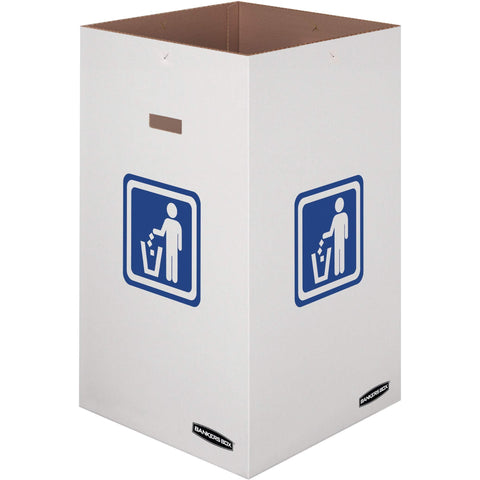 Bankers Box 42-gallon bin assembly shows fast setup for outdoor events.