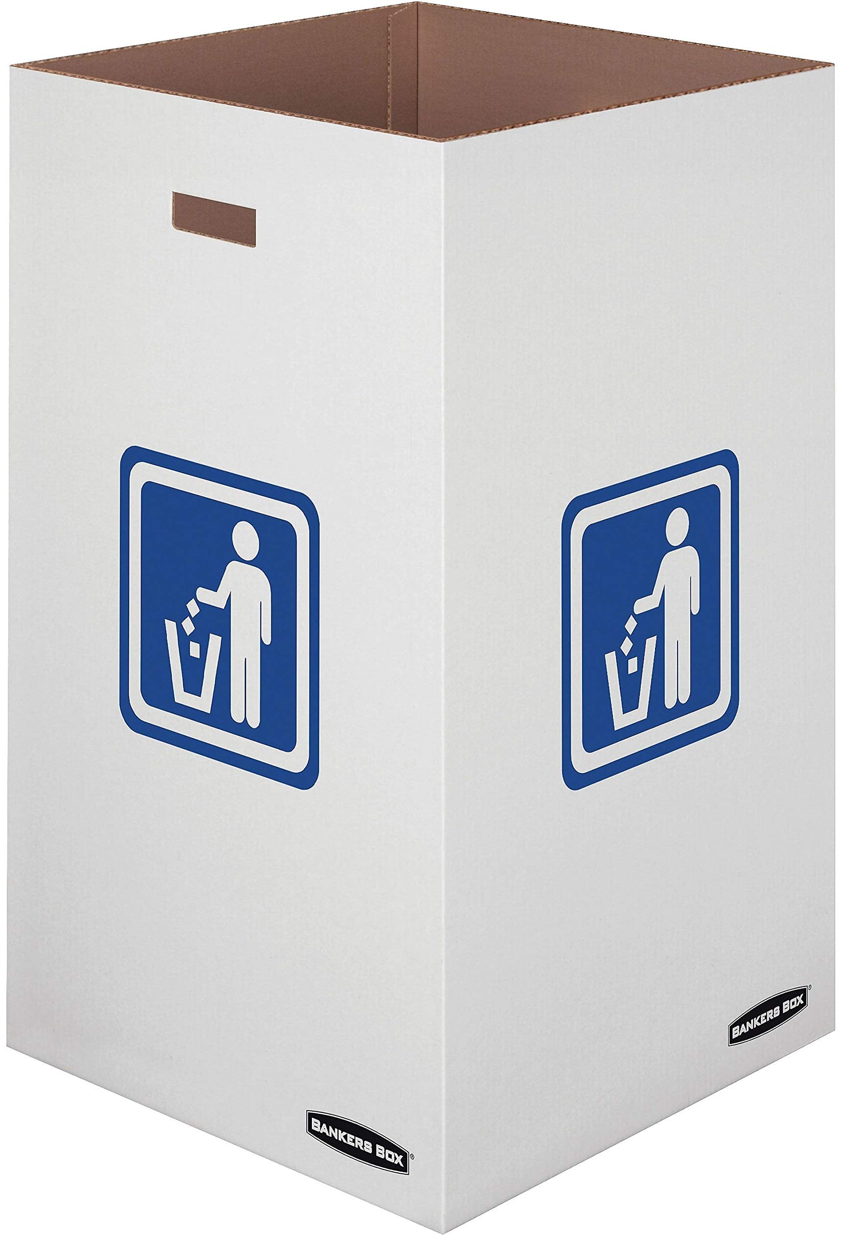 Bankers Box recycling bin features clear icons to aid waste separation.