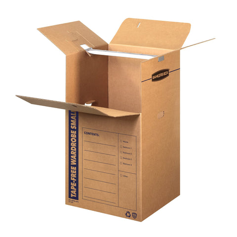 Bankers Box Short Wardrobe Box 3 Pack closed and securely stored garments