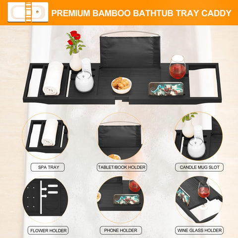 Banlilu bamboo bath tray with waterproof finish for bathroom use