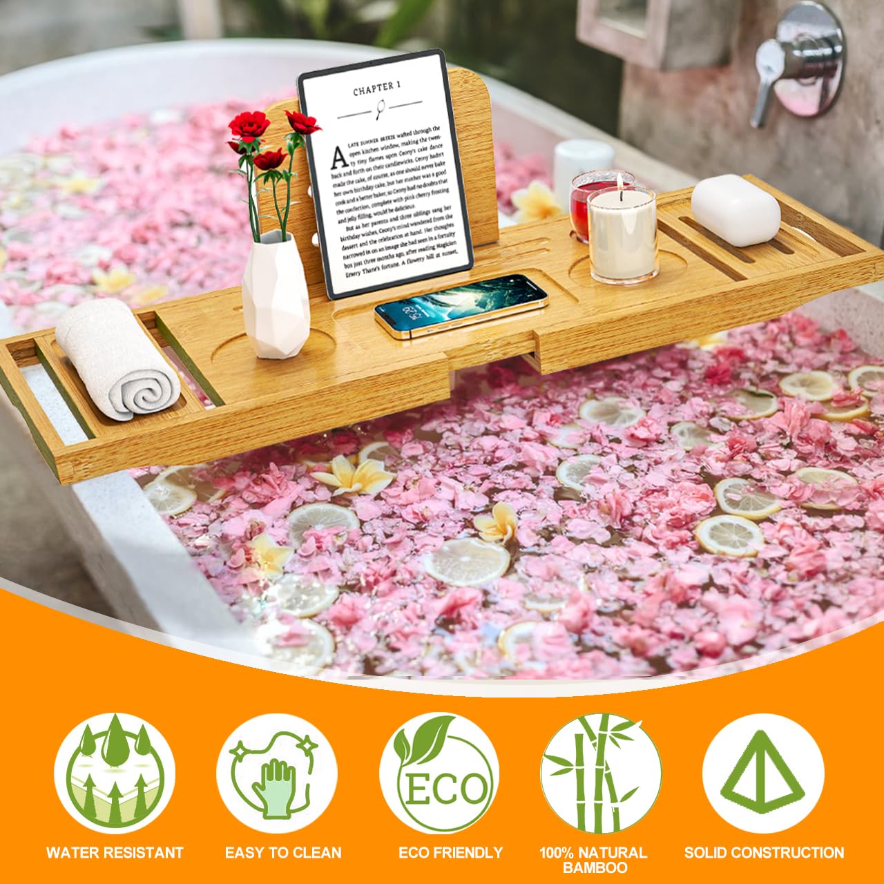 Banlilu bamboo tray side-trays expand for extra space.