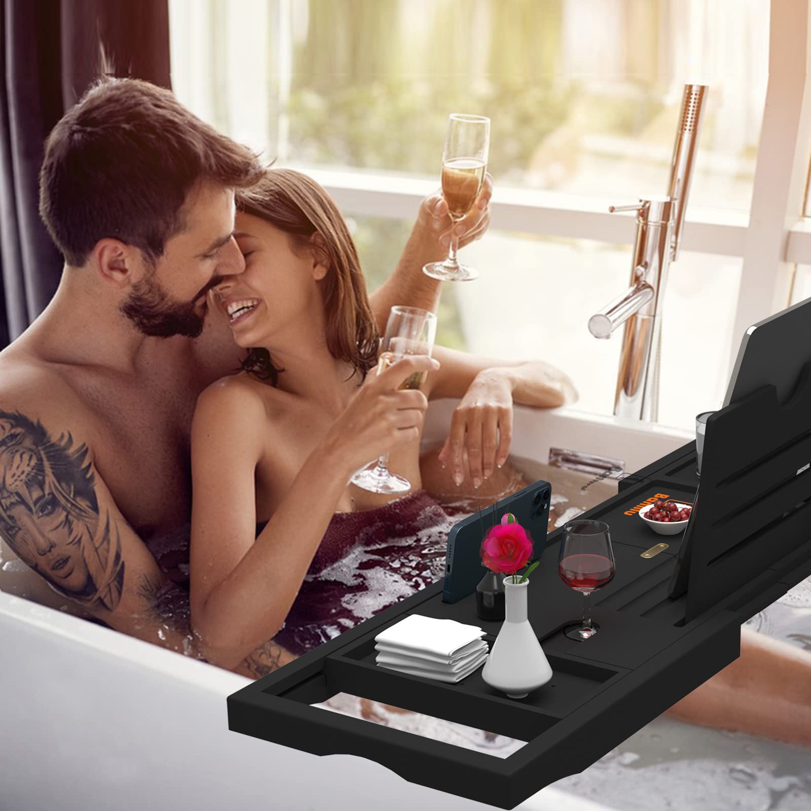 Banlilu bath tray foldable design for easy storage after baths.