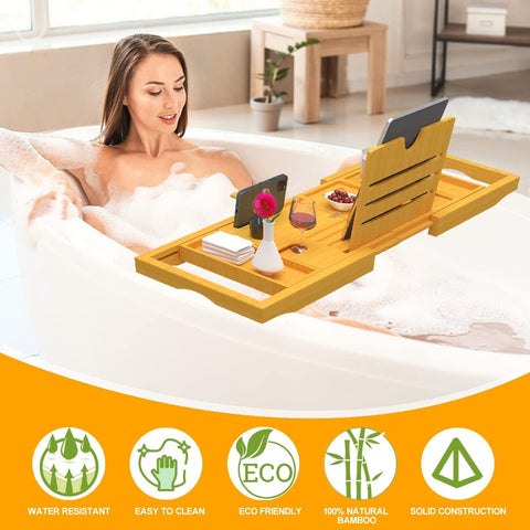 Banlilu bamboo tray expanded to suit wide tubs