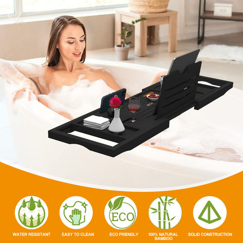 Banlilu bath tray wine holder creates a spa-like beverage moment.