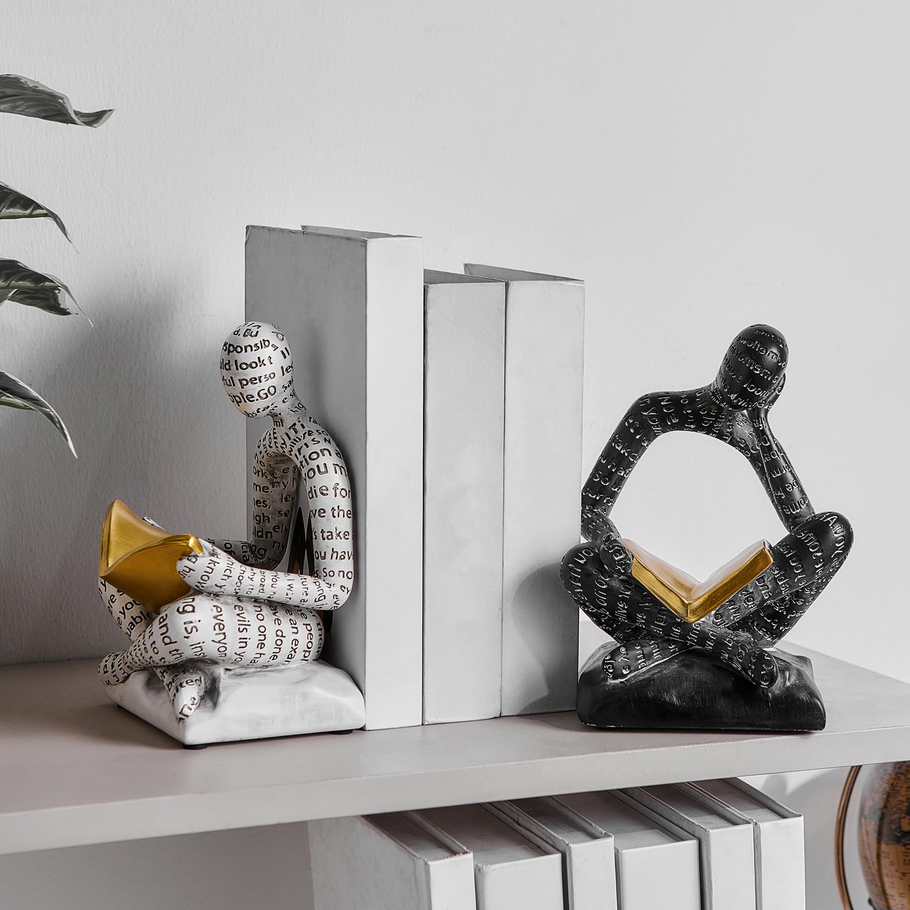 BANOMII back-to-back reader bookends create a calming desk focal point