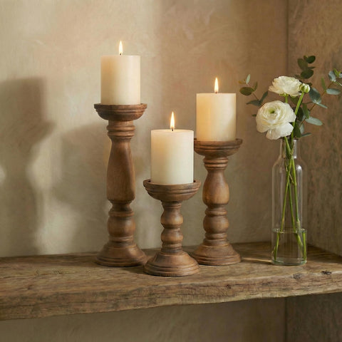 BANOMII wooden pillar candle stands, a thoughtful gift idea for celebrations.