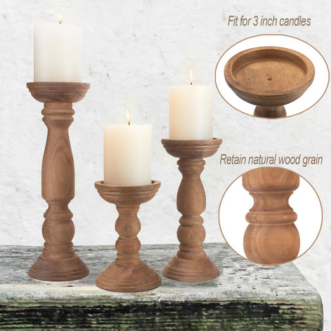 BANOMII wooden pillar candle holders designed for the living room.