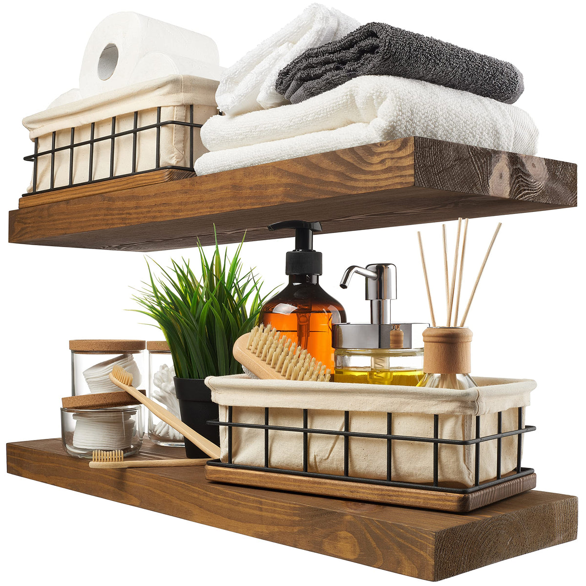 BAOBAB WORKSHOP walnut wood floating shelf 24in on wall highlights natural grain for warm decor