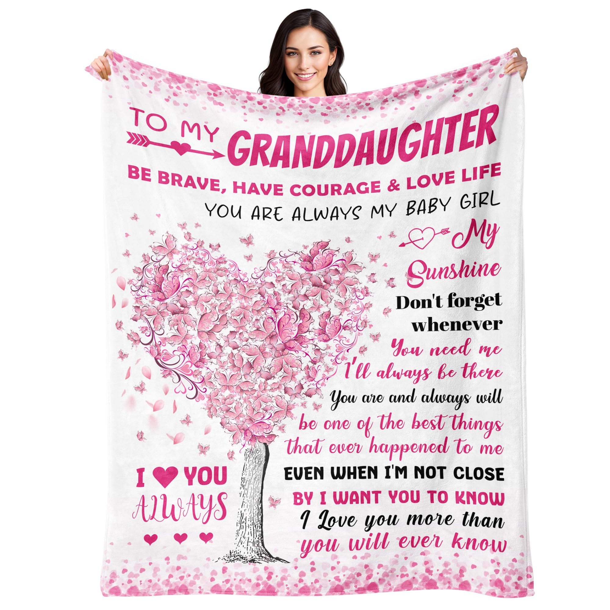 BAOERN Granddaughter blanket pink folded, ready to gift and cuddle warmth