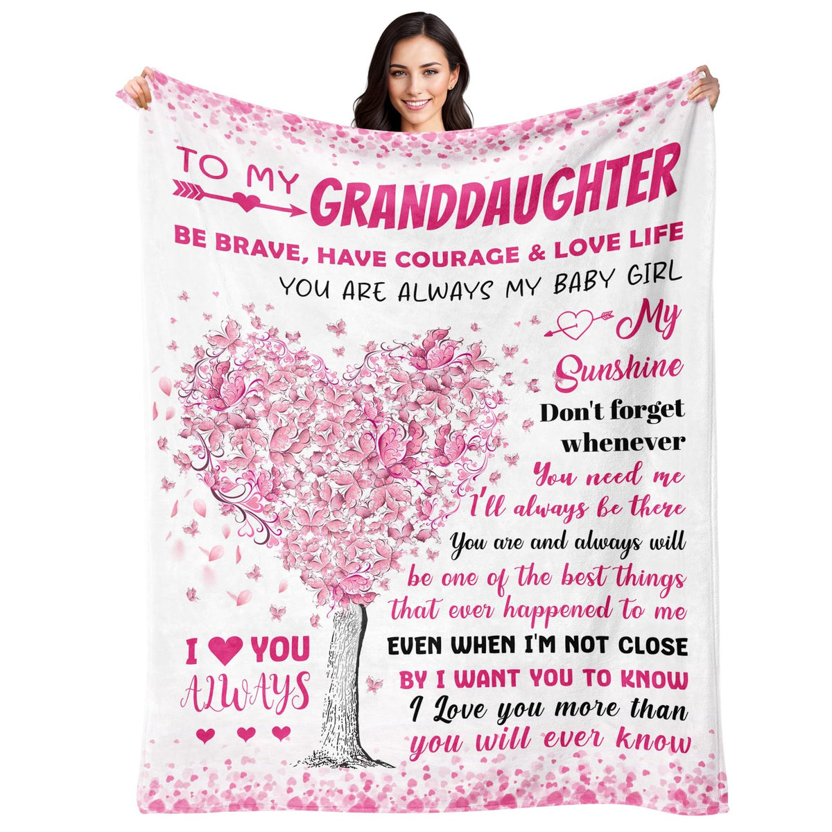 BAOERN Granddaughter blanket pink folded, ready to gift and cuddle warmth