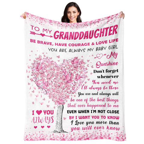 BAOERN Granddaughter blanket pink folded, ready to gift and cuddle warmth