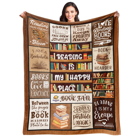 BAOERN Book Lovers Blanket graphic cover, a vibrant design for cozy reading sessions.