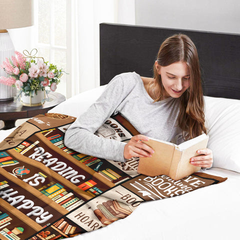 BAOERN Bookworms Blanket close-up texture ideal for home library vibes.