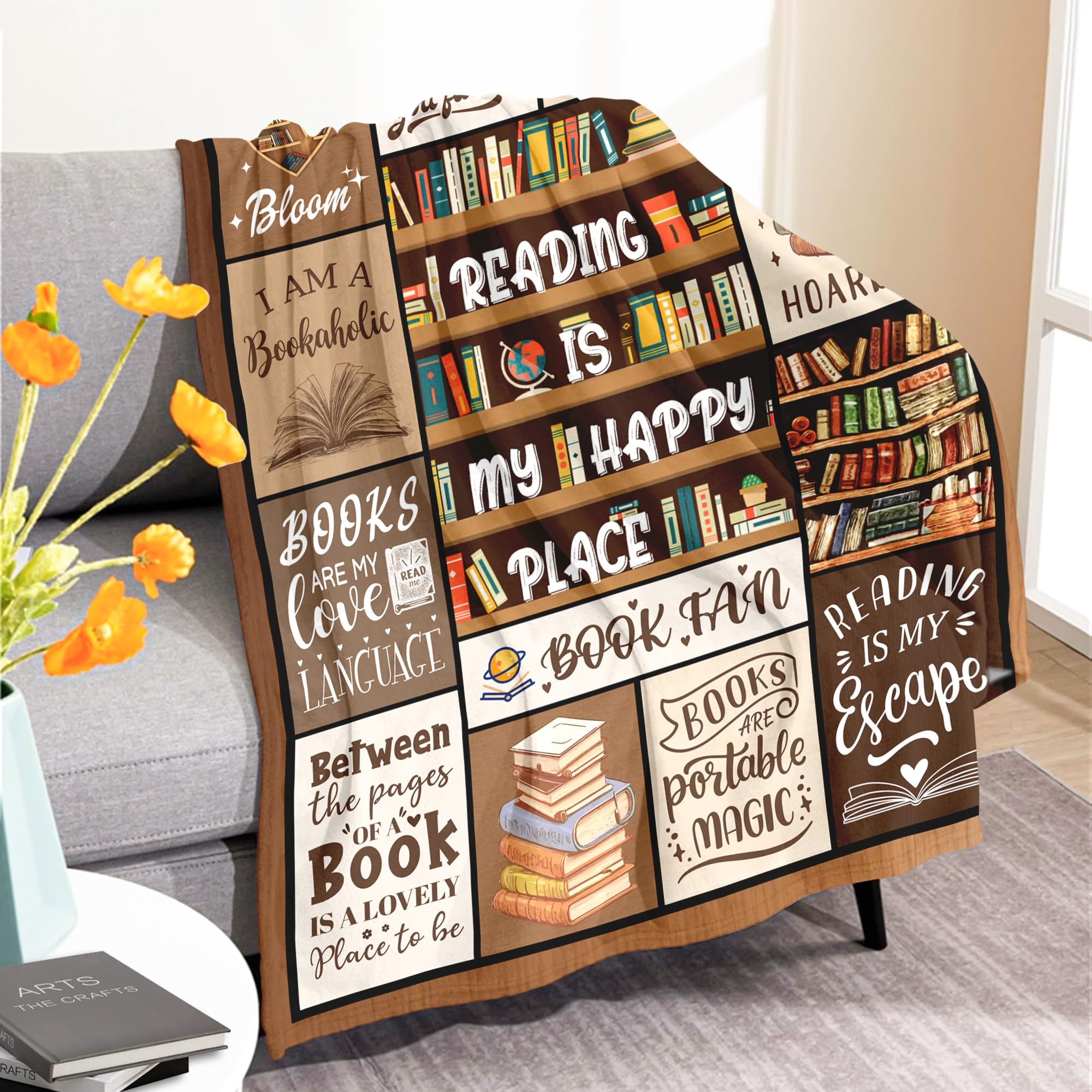BAOERN Gift Idea Book Club Blanket versatile for travel or sofa.