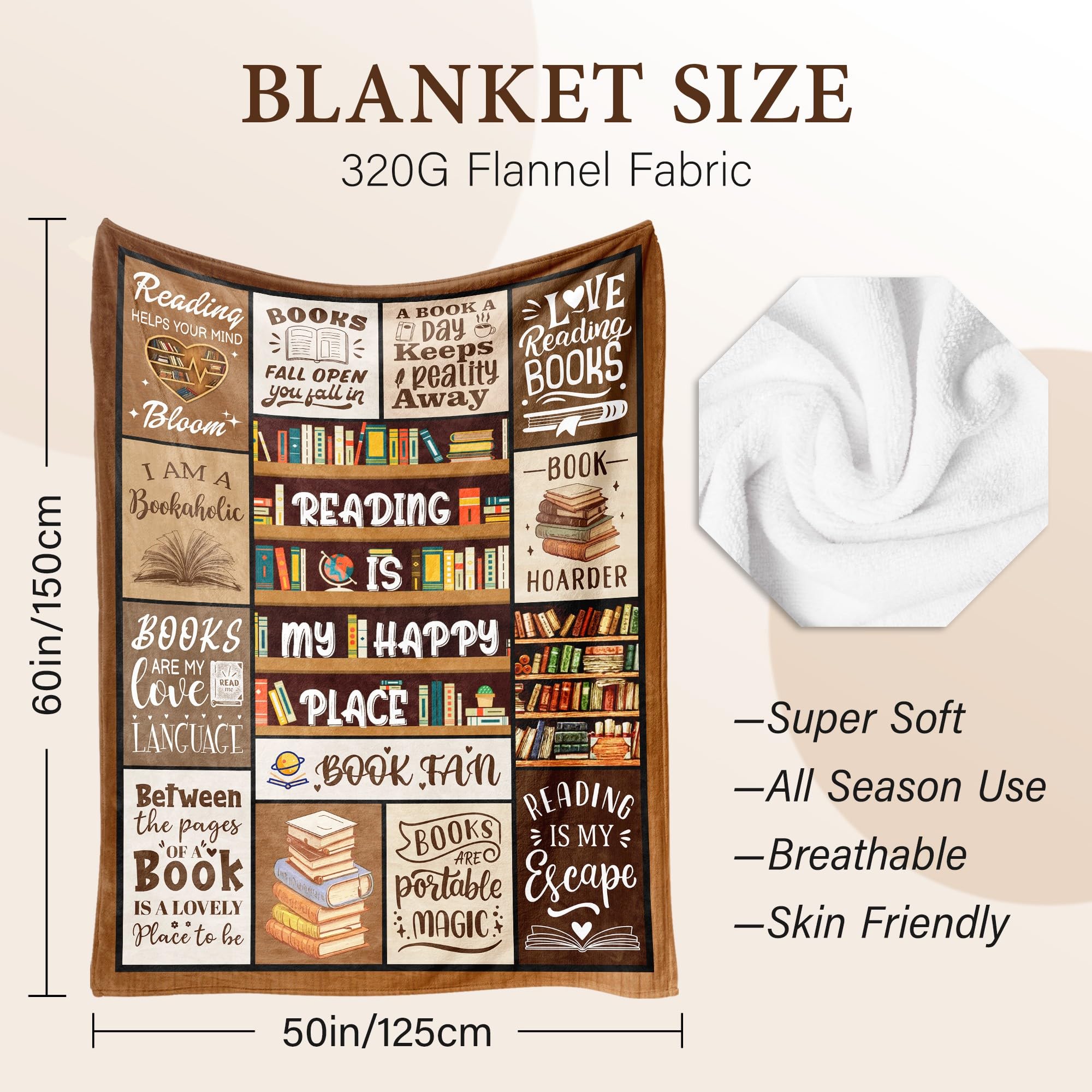 BAOERN Throw Blanket 50x60 soft flannel for all-season warmth.