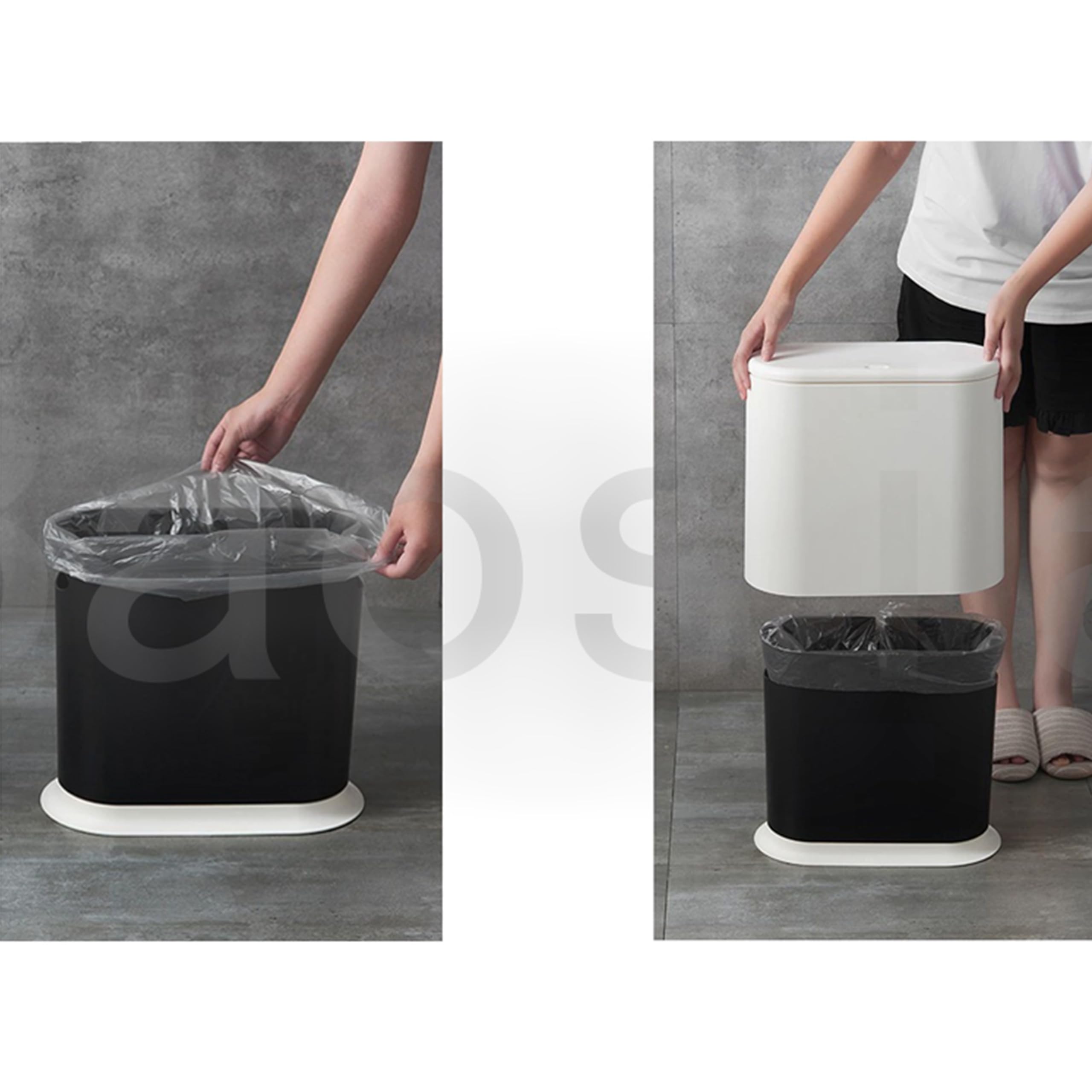 Baosia pop-up lid trash can in modern kitchen setup