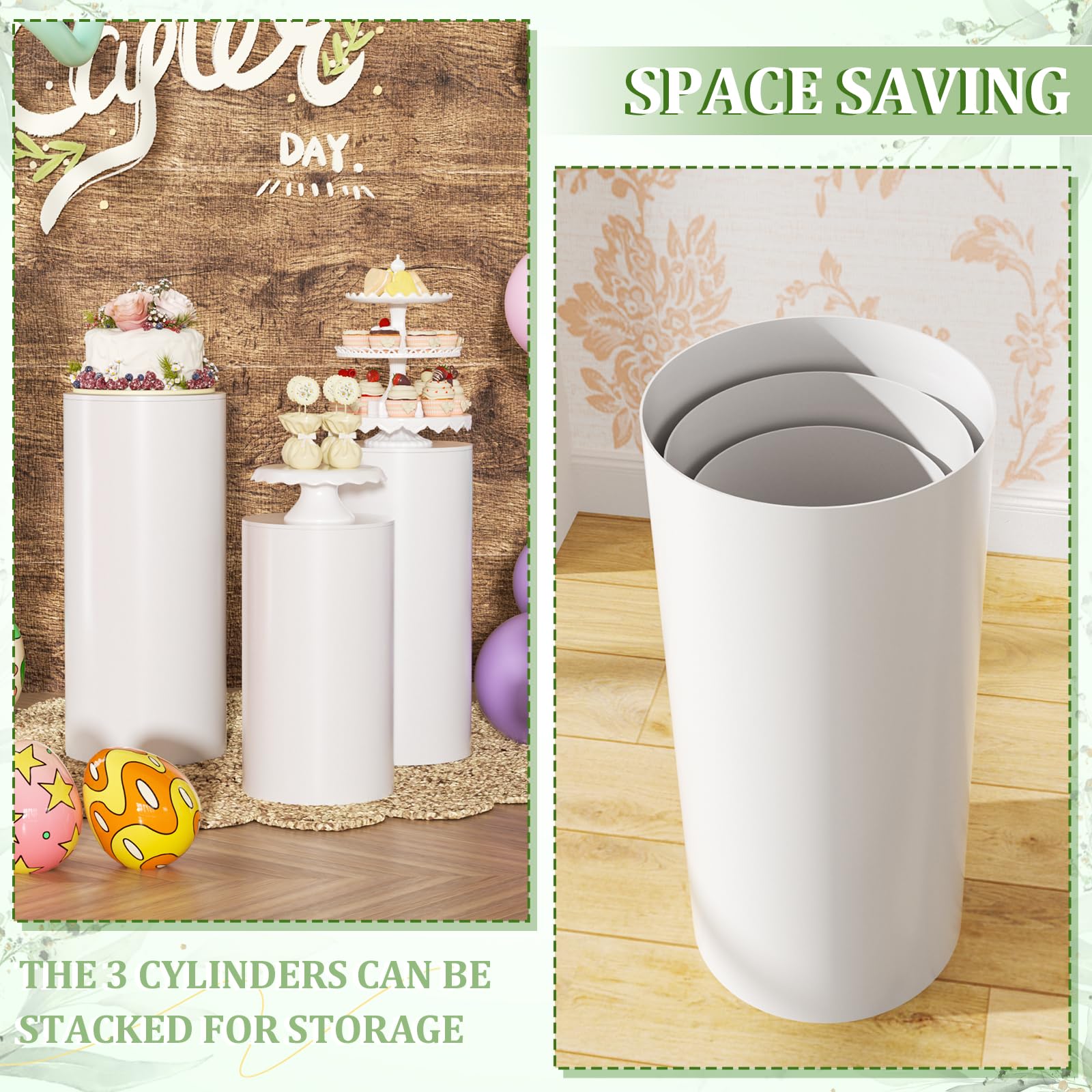 Baotree pedestal set with removable lids for easy transport and storage.