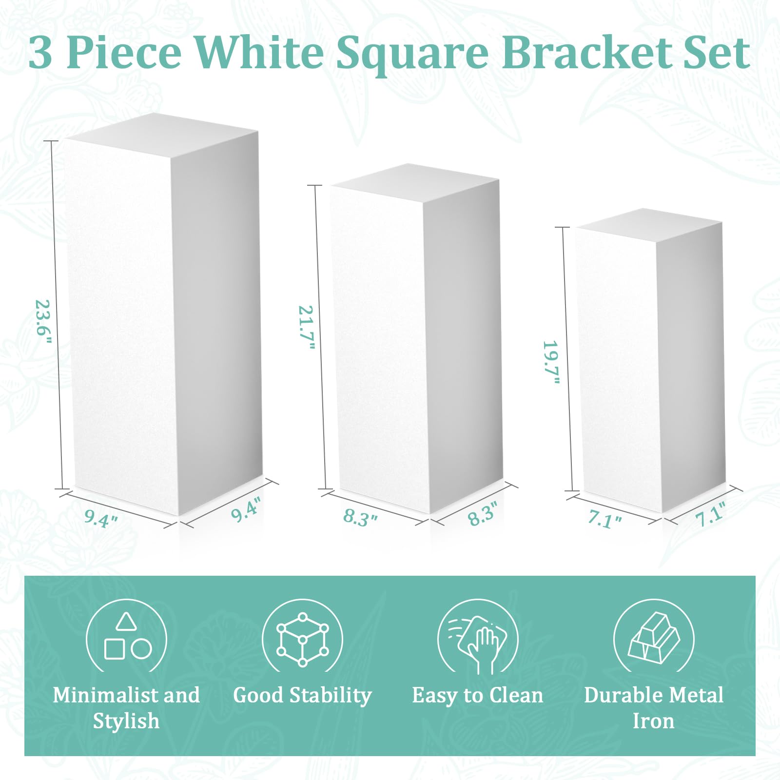 Baotree square pedestal stand medium showcases cakes and florals neatly at receptions and parties.