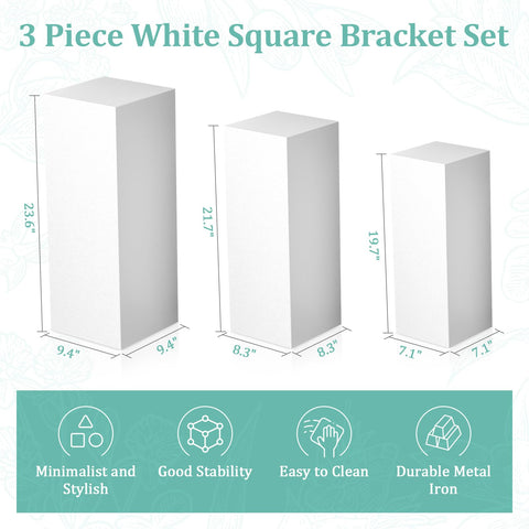 Baotree square pedestal stand medium showcases cakes and florals neatly at receptions and parties.
