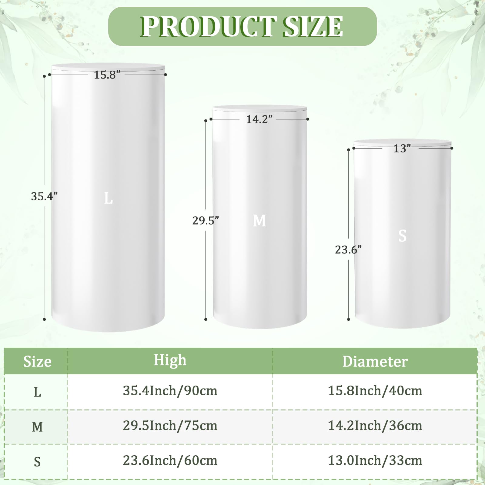 Baotree white cylinder pedestal medium display for multi-height event setups.