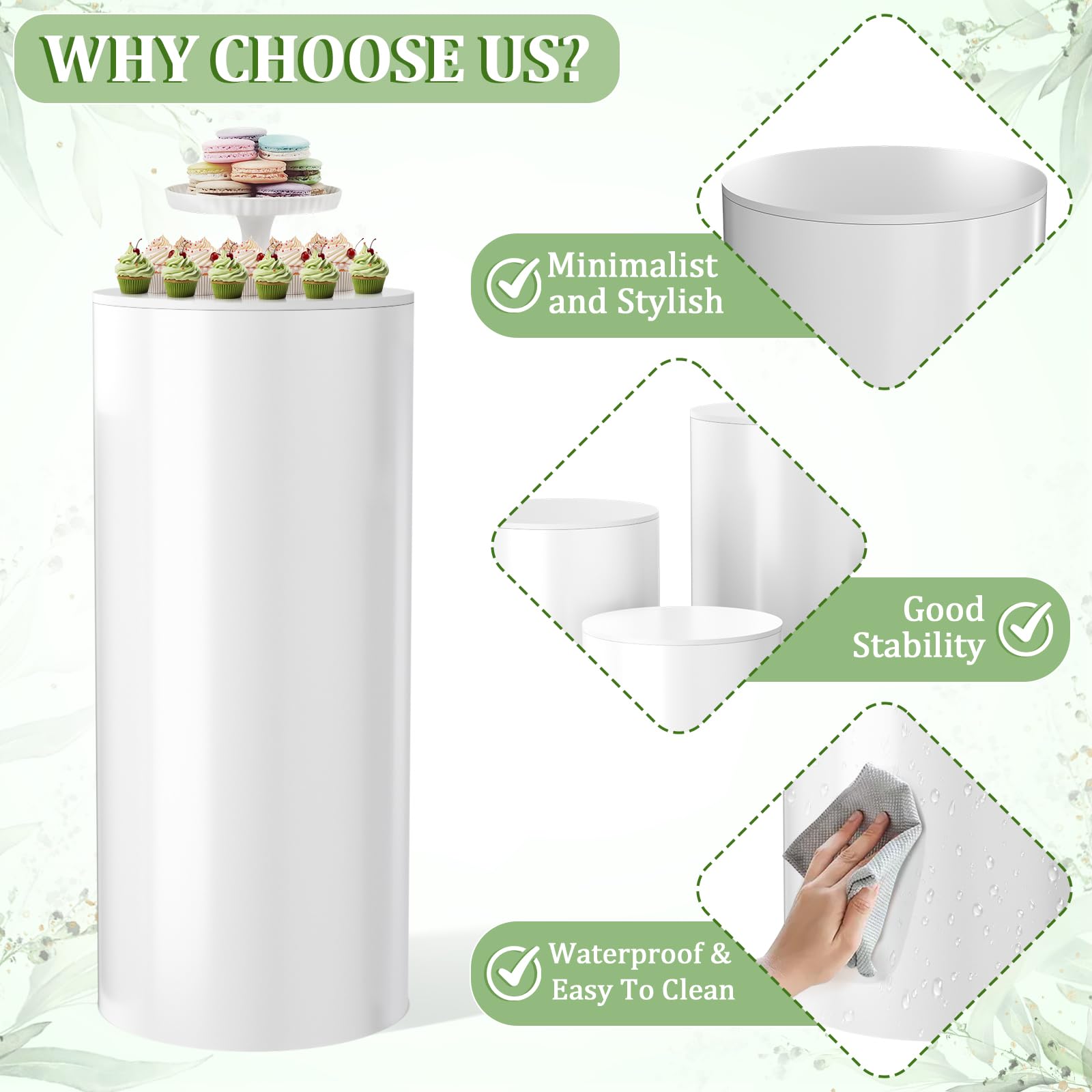 Baotree white cylinder pedestal small display perfect for candles and gifts.