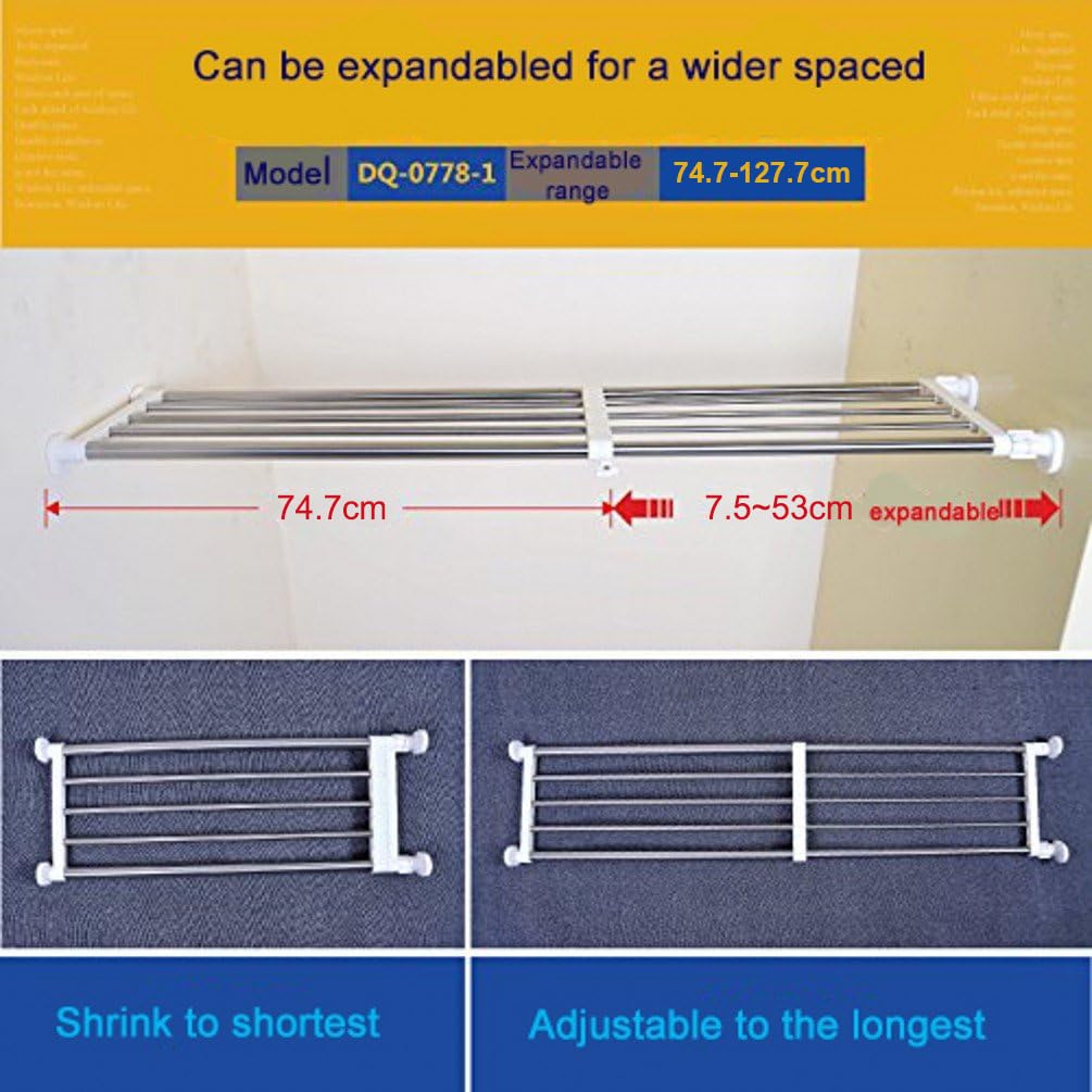 Baoyouni extendable closet rod installation on wall without tools.