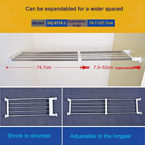 Baoyouni extendable closet rod installation on wall without tools.