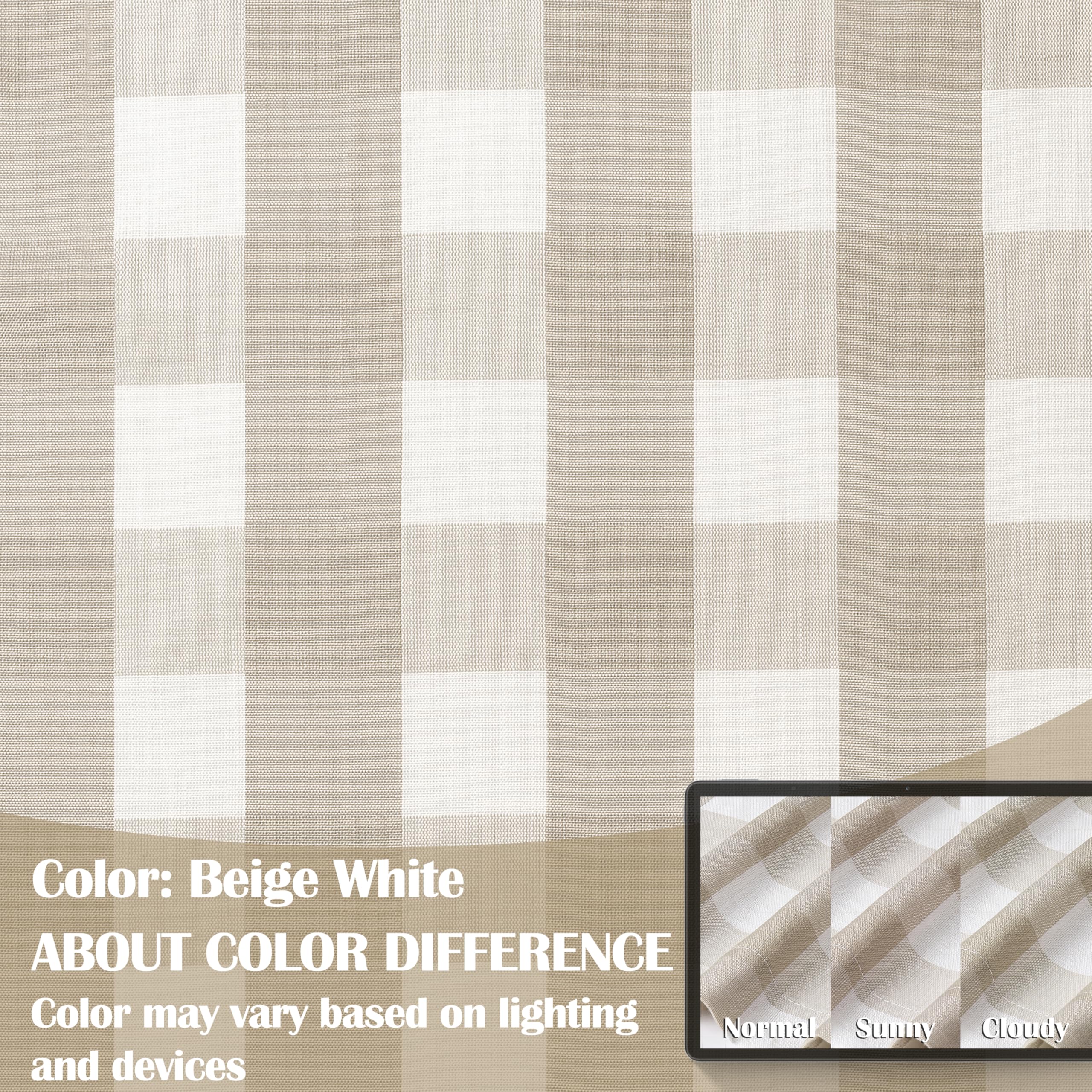 Bapawfish beige buffalo plaid curtain fabric is breathable and durable