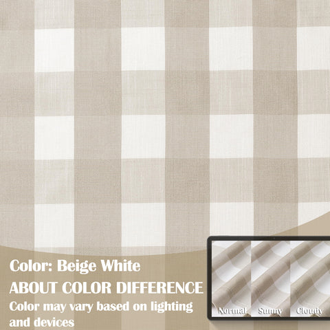 Bapawfish beige buffalo plaid curtain fabric is breathable and durable