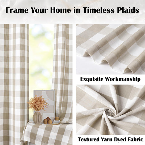 Bapawfish buffalo plaid curtain pair 40x84 provides privacy with soft light