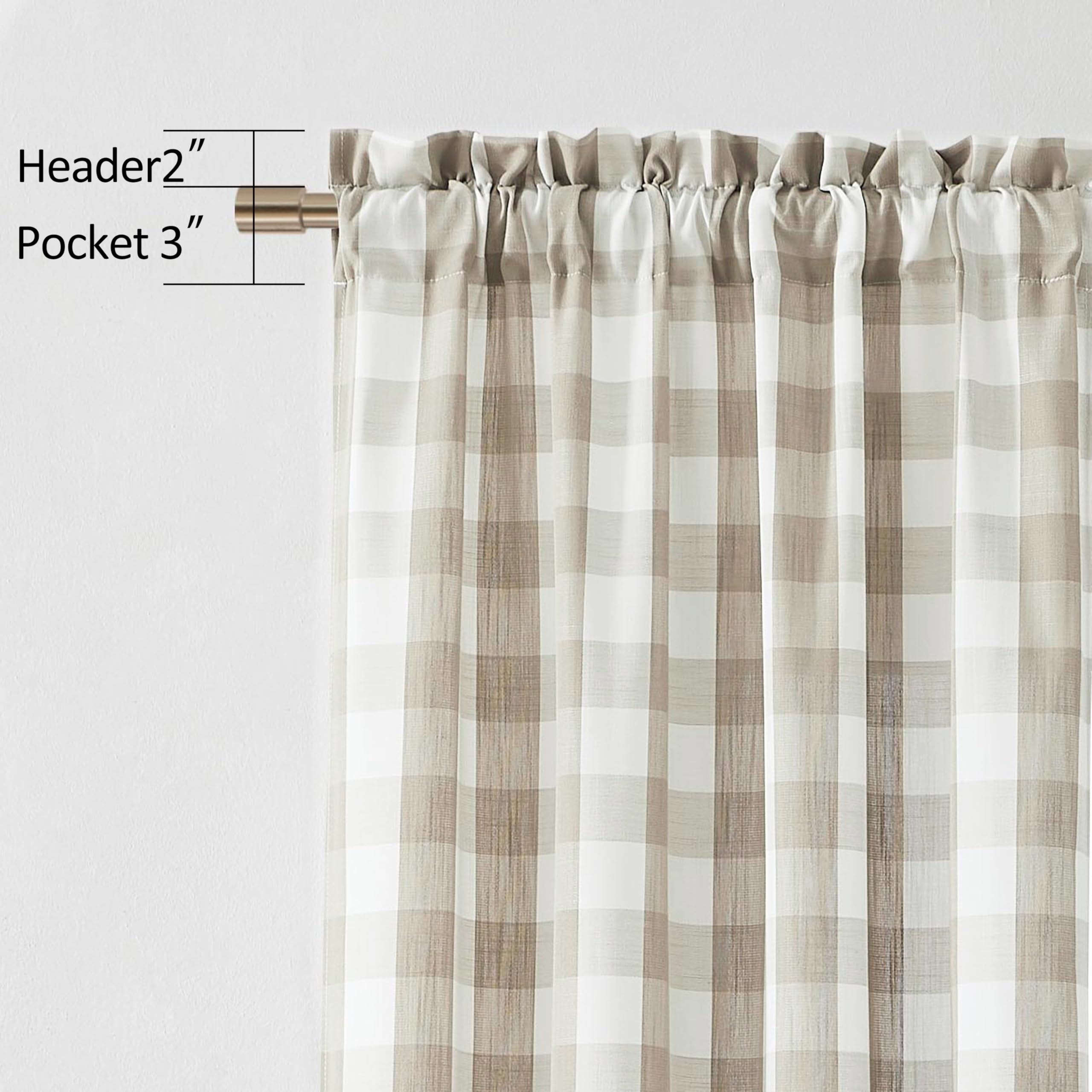 Bapawfish beige buffalo plaid curtain panel easy care guidance