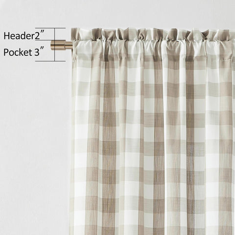 Bapawfish beige buffalo plaid curtain panel easy care guidance